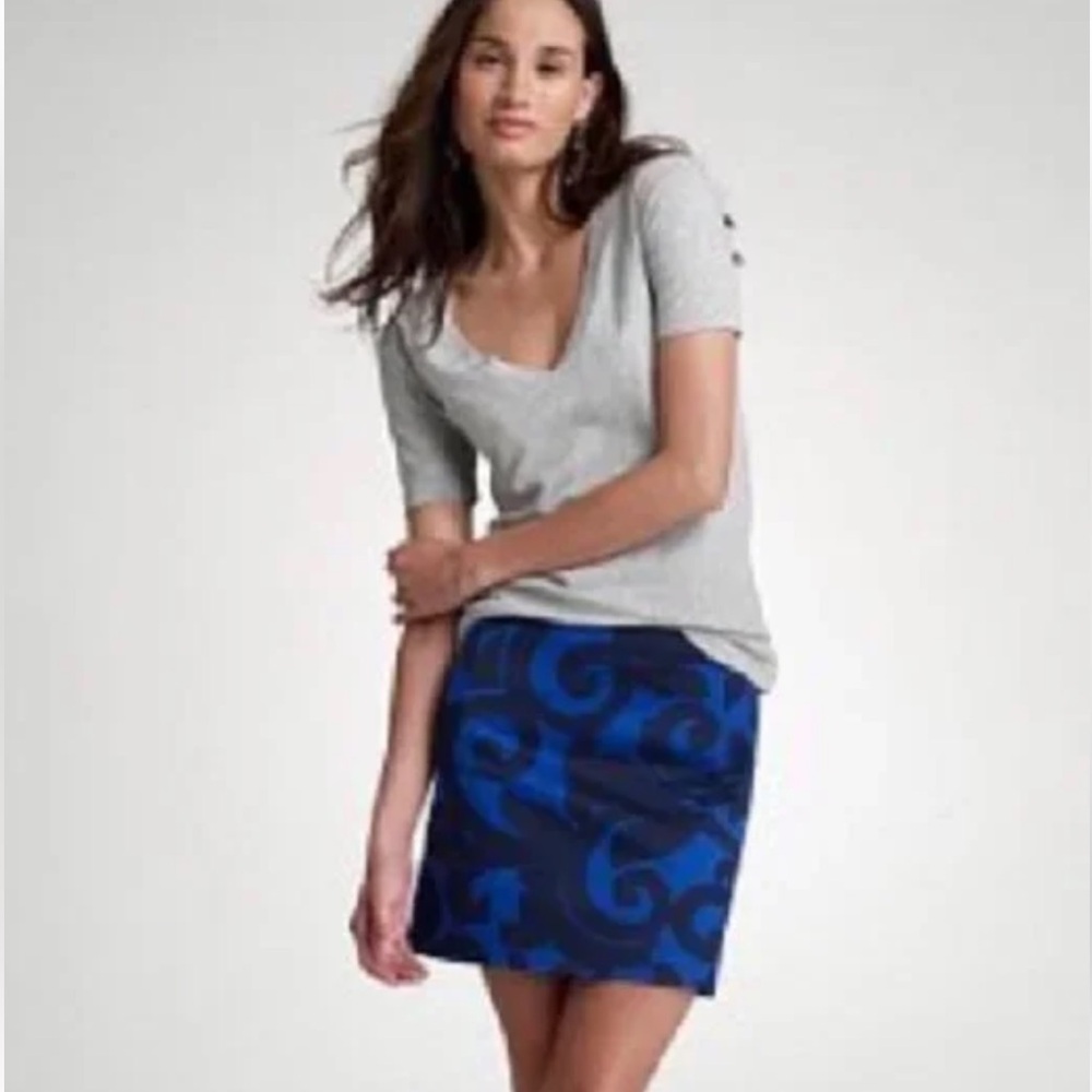 J.Crew Balustrade Royal Navy Blue Swirl Print Mini Skirt Womens Size 2